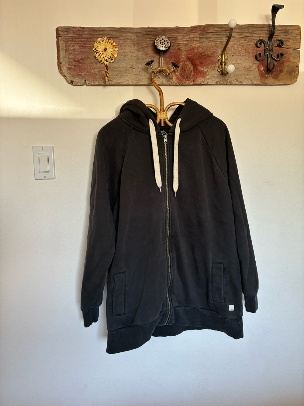 Vuori Black Cotton Blend Zip-Up Hoodie Jacket Men’s Size Large